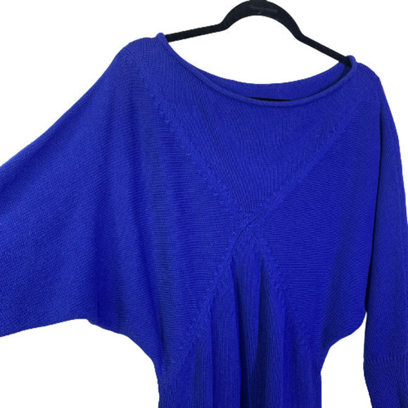 TAHARI Cobalt Blue Dolman Sleeve Bodycon Sweater Dress - Picture 3 of 9